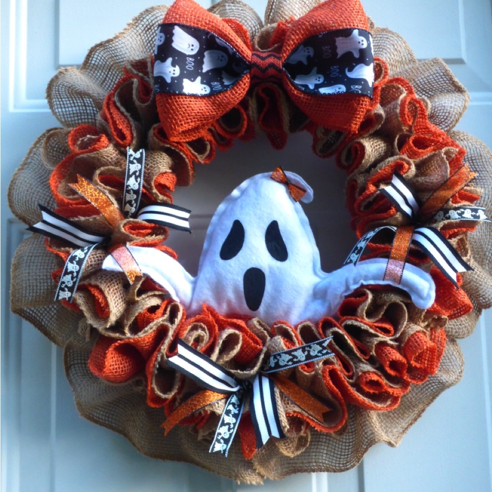 Halloween Ghost Wreath for Front Door.